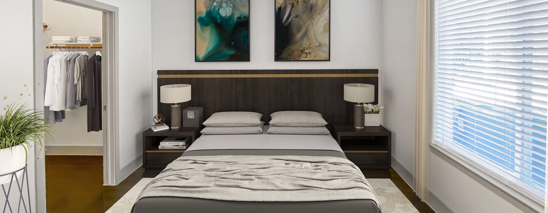 bedroom with large windows